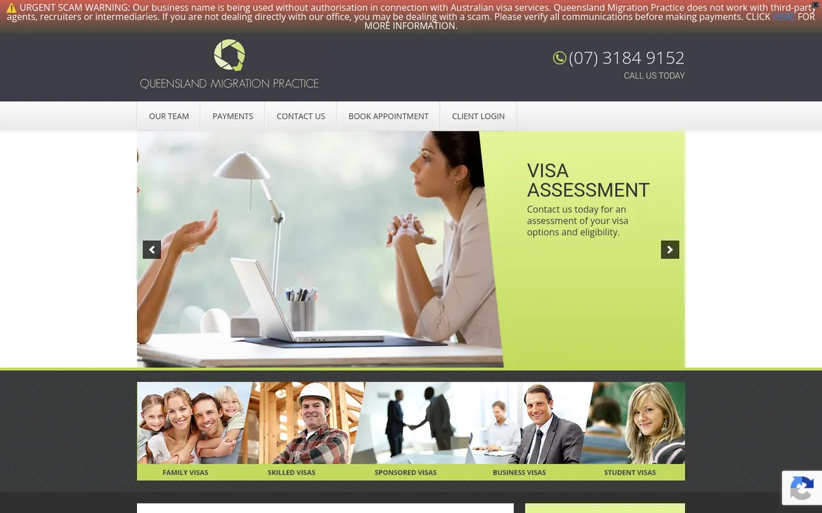 Homepage of Queensland Migration Practice's website