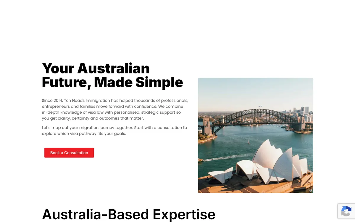 Homepage of Ten Heads Immigration Consultants's website
