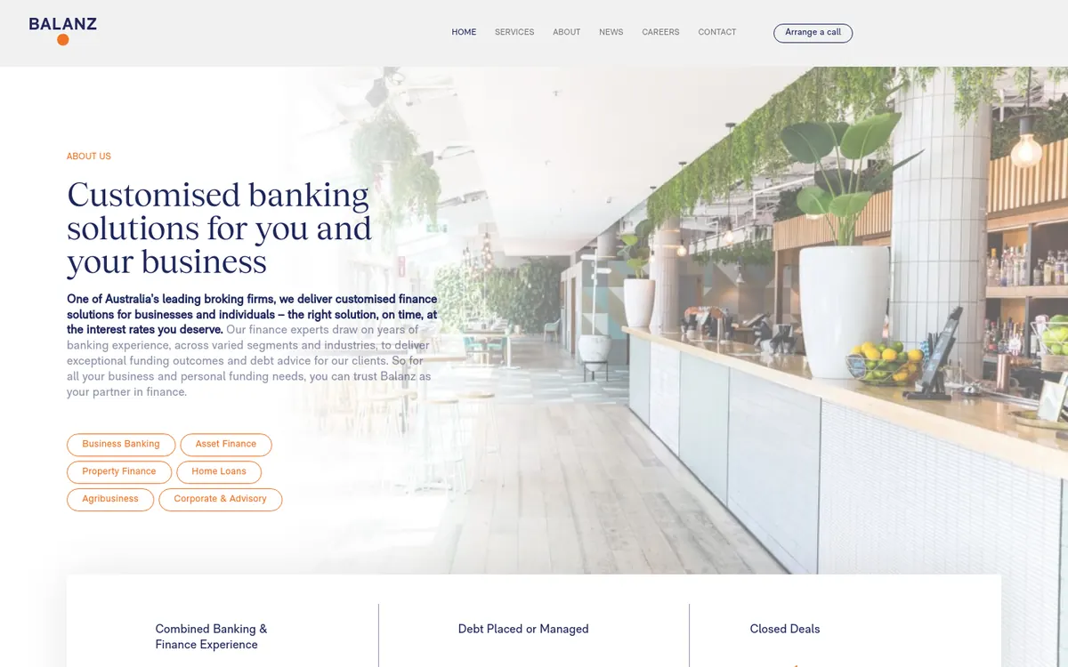 Homepage of Balanz's website