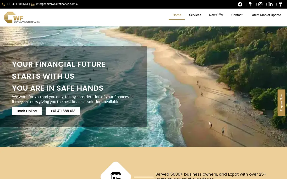 Homepage of Capital Wealth Finance's website