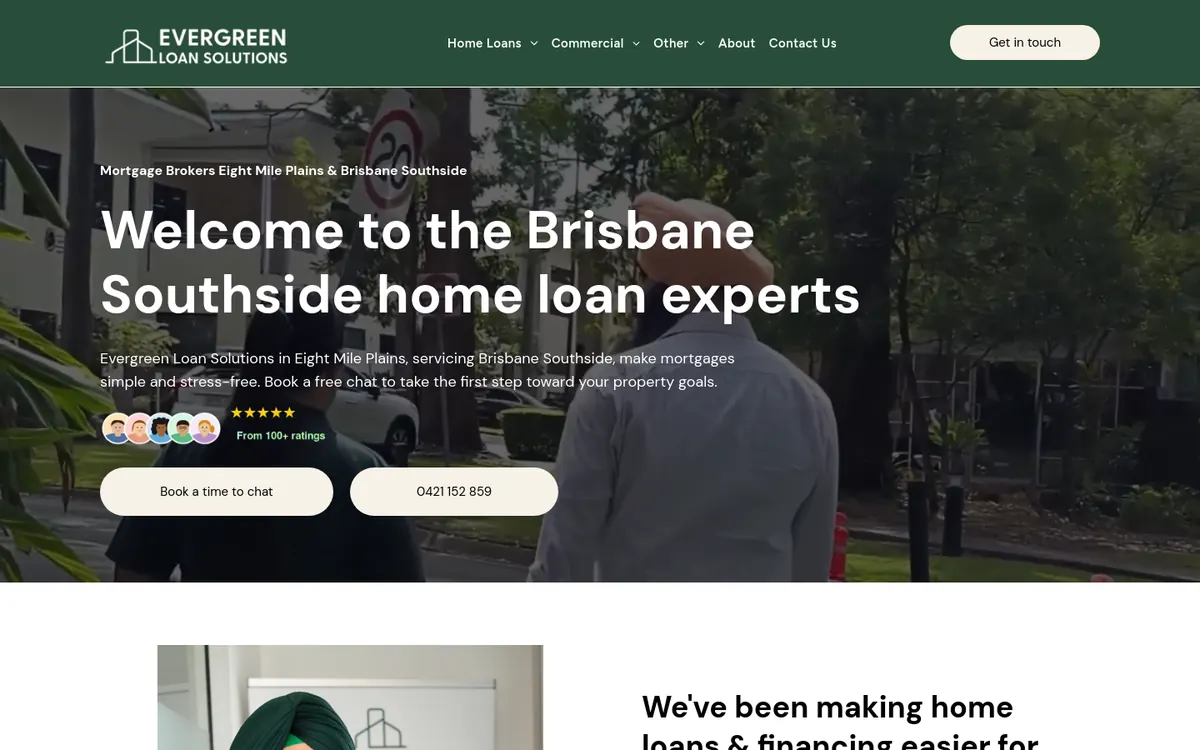 Homepage of Evergreen Loan Solutions's website