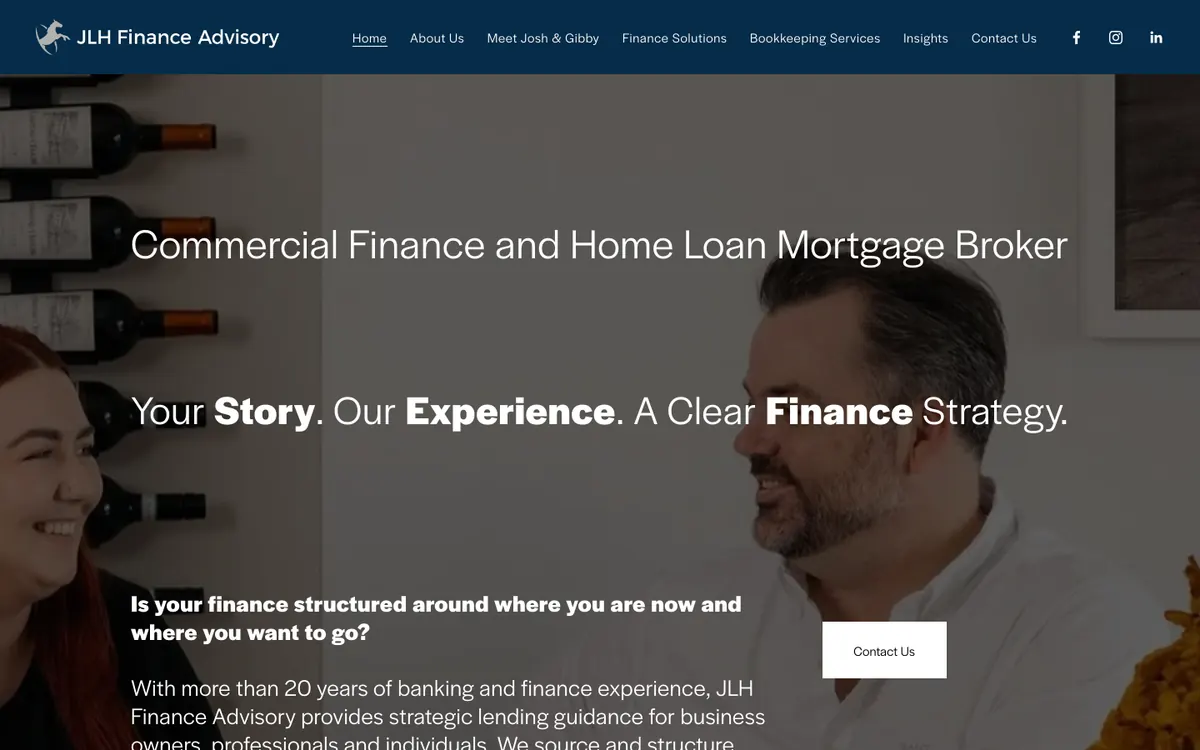 Homepage of JLH Finance Advisory's website