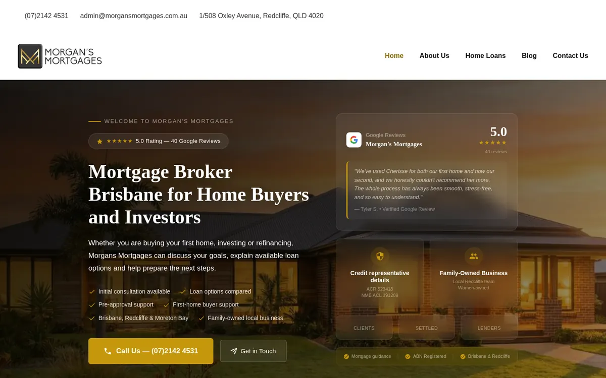 Homepage of Morgan’s Mortgages's website