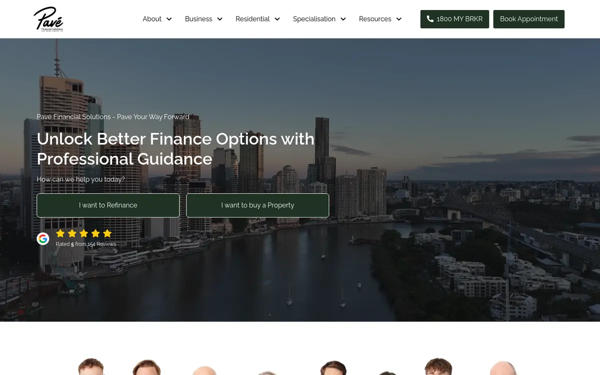 Homepage of Pavé Financial Solutions's website