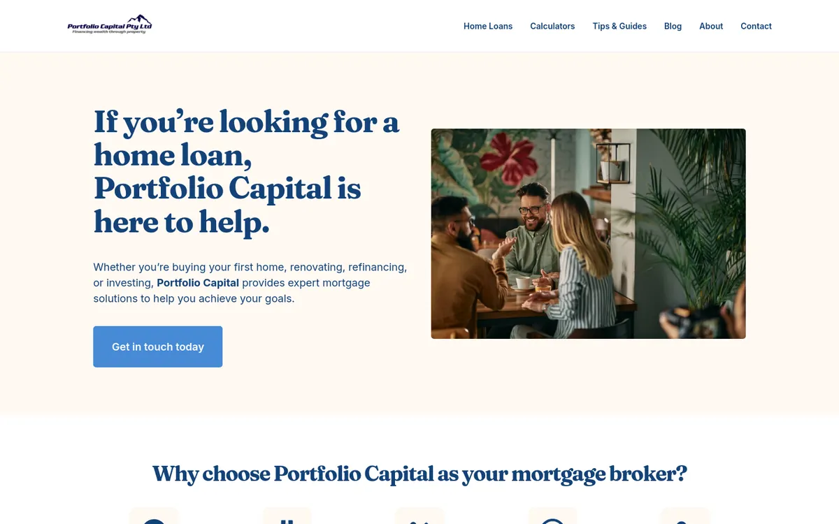 Homepage of Portfolio Capital's website