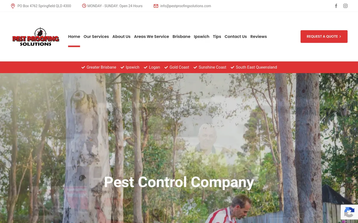 Homepage of Pest Proofing Solutions's website