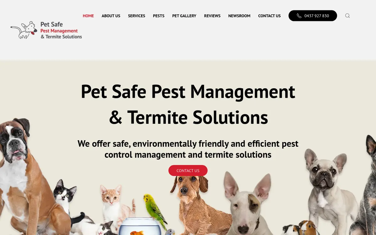Homepage of Pet Safe Pest Management & Termite Solutions's website