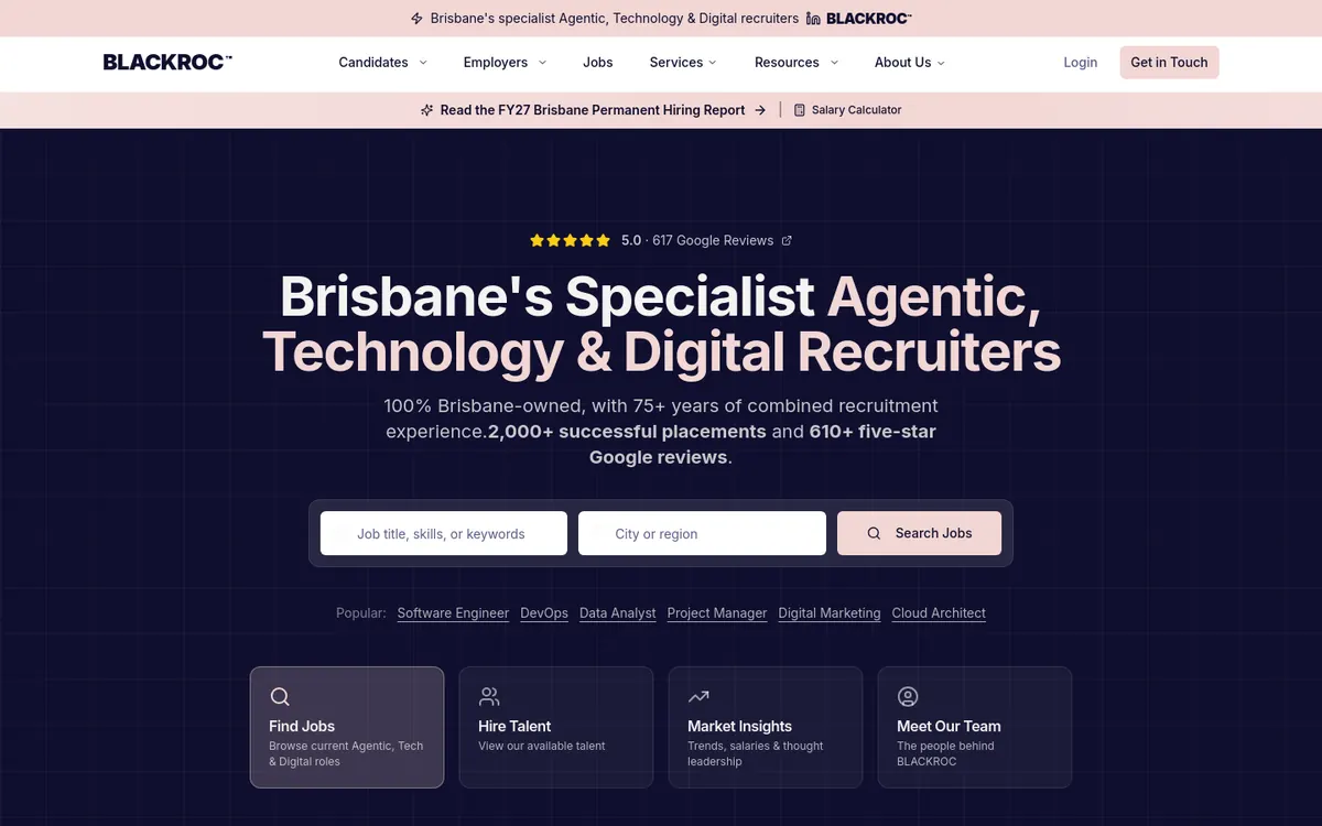 Homepage of BLACKROC Recruitment's website