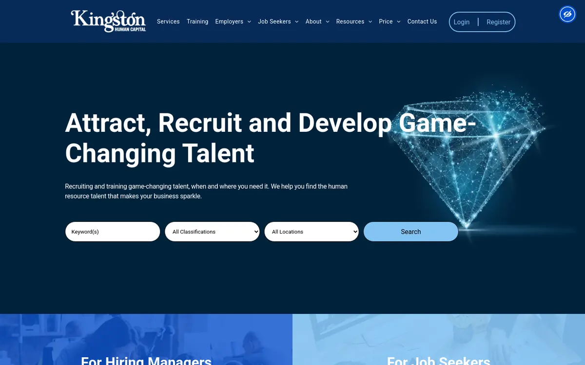 Homepage of Kingston Human Capital's website
