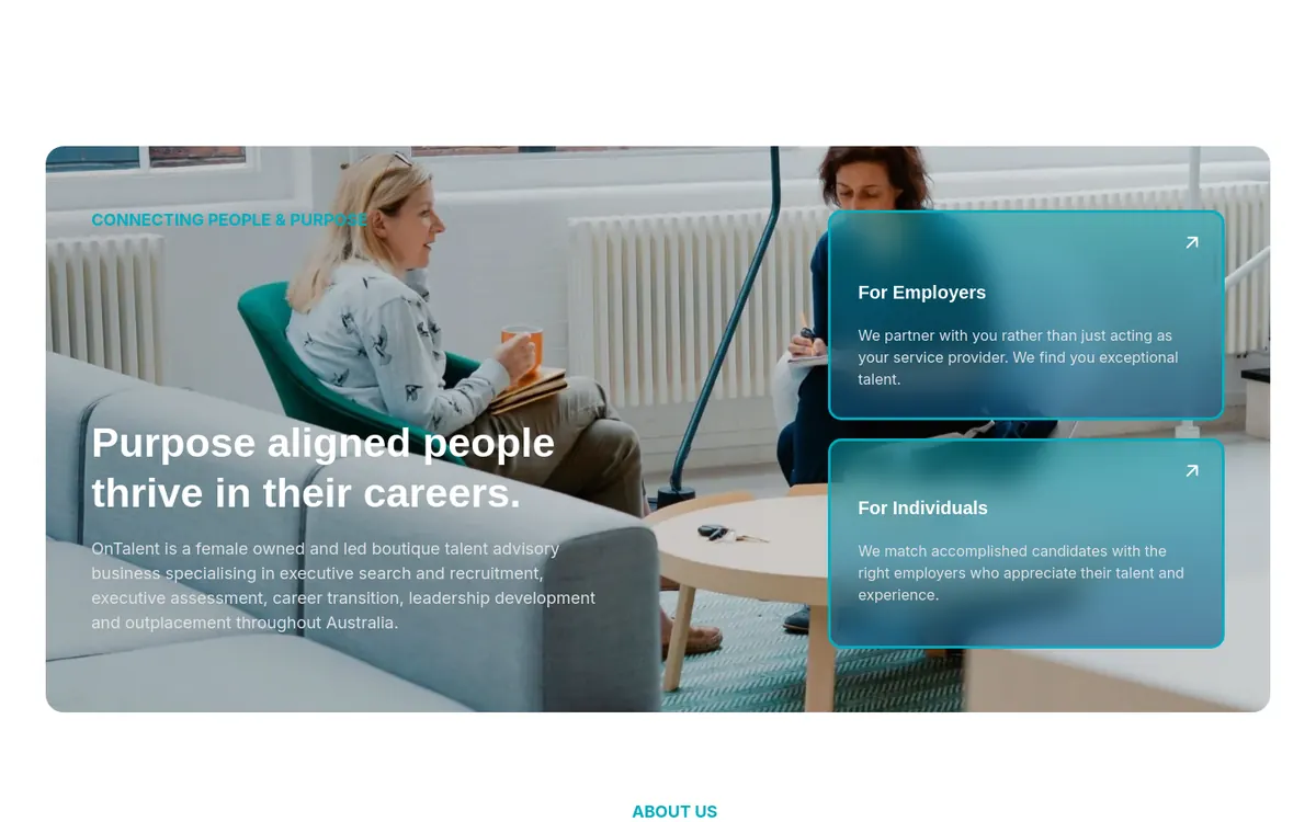 Homepage of OnTalent's website