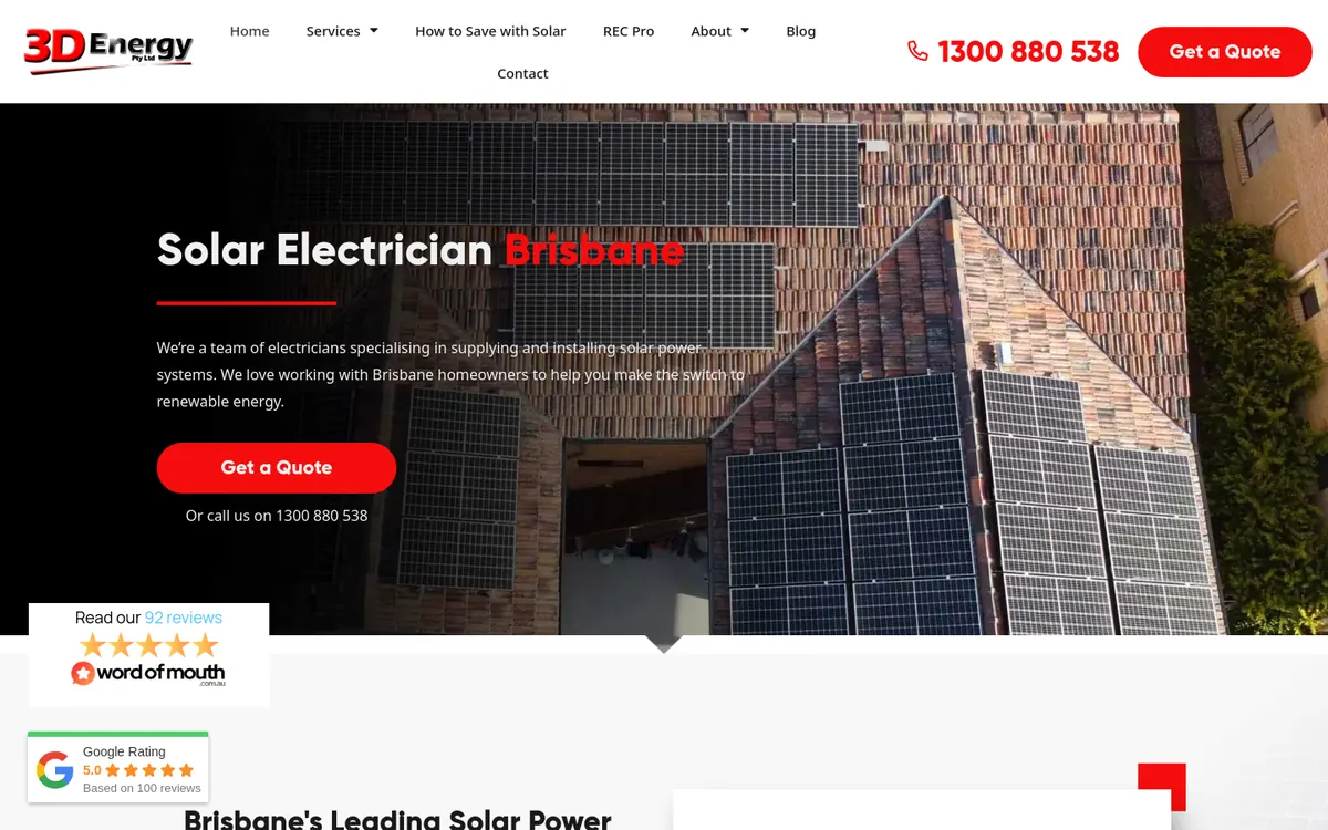 Homepage of 3D Energy's website