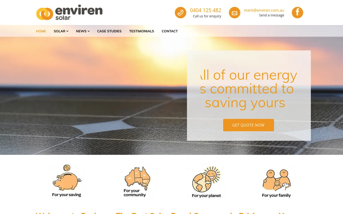 Homepage of Enviren's website