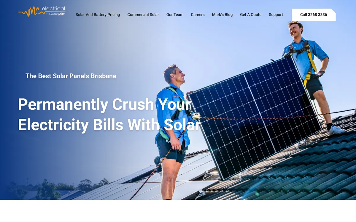 Homepage of MC Electrical's website
