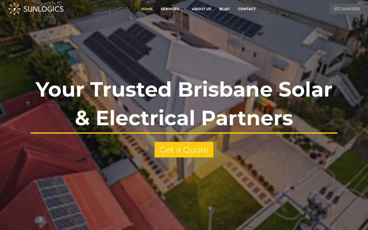 Homepage of Sunlogics Solar and Electrical's website