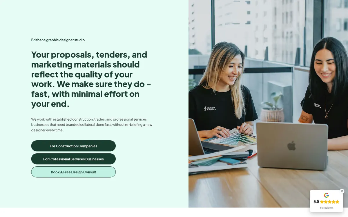 Homepage of Harbrow Creations's website