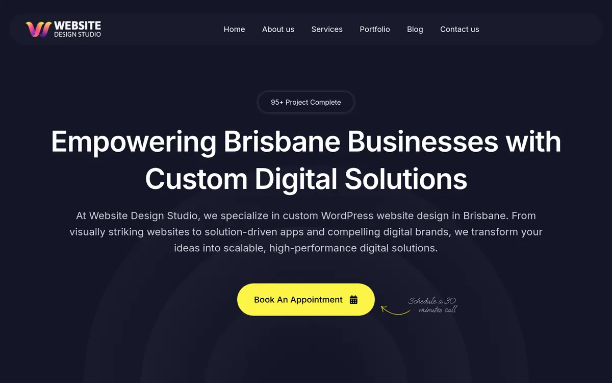 Homepage of Website Design Studio's website